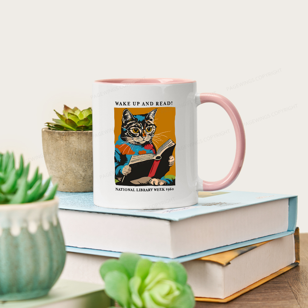Pagewings Cat Reading Poster Mug