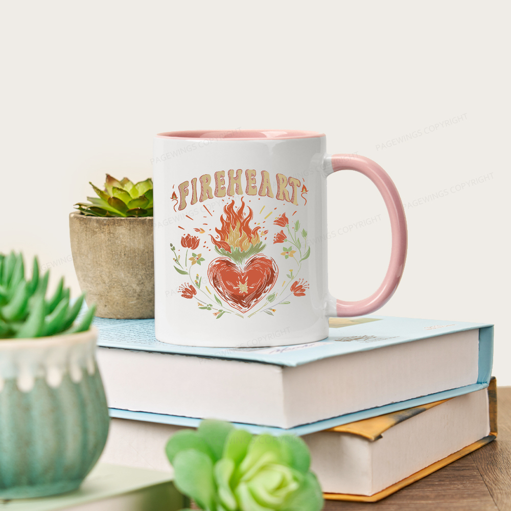 Pagewings Vintage Fire-heart Mug