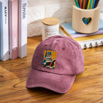 Pagewings Cat Reading Poster Washed Cap