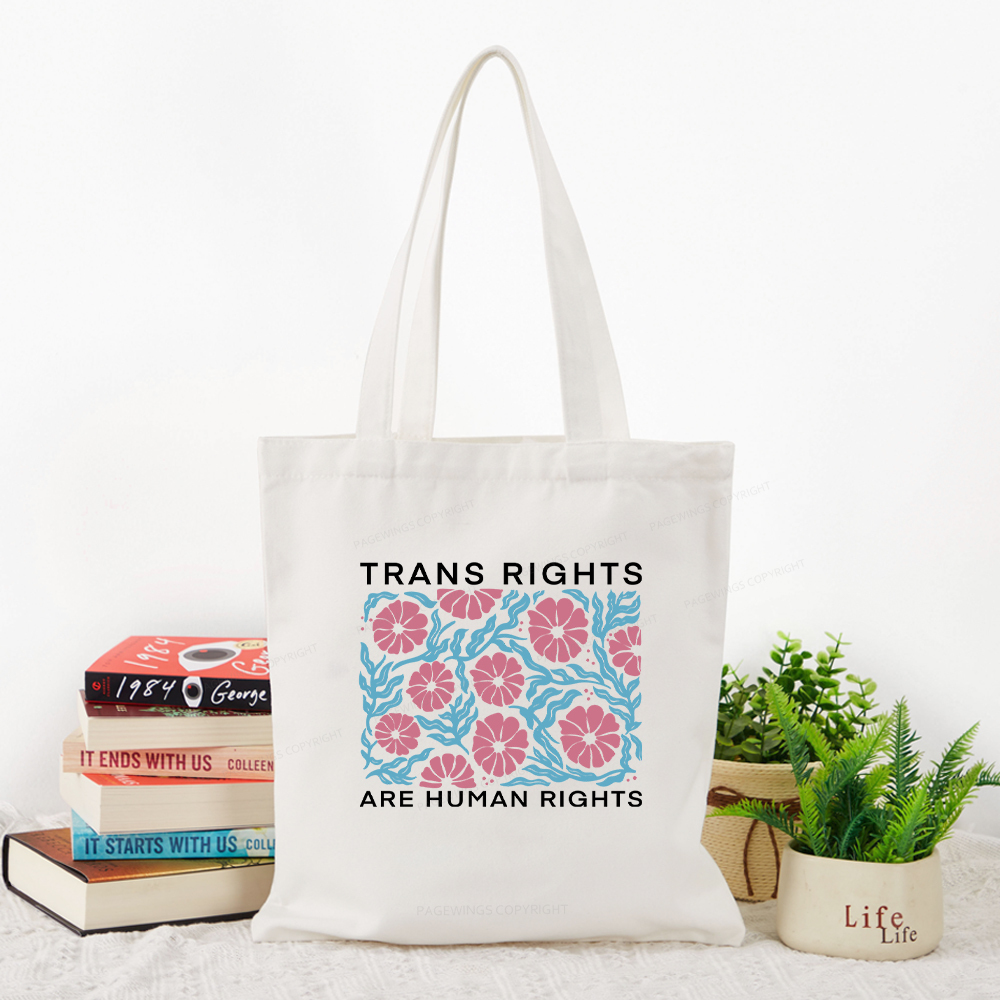 Pagewings Trans Rights Are Human Rights Tote Bag