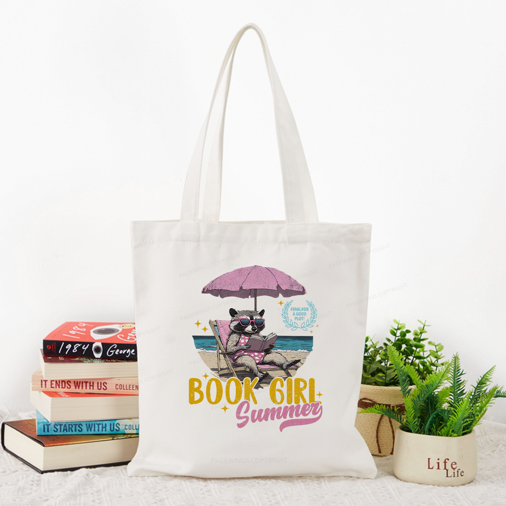 Pagewings Book Girl Summer Tote Bag