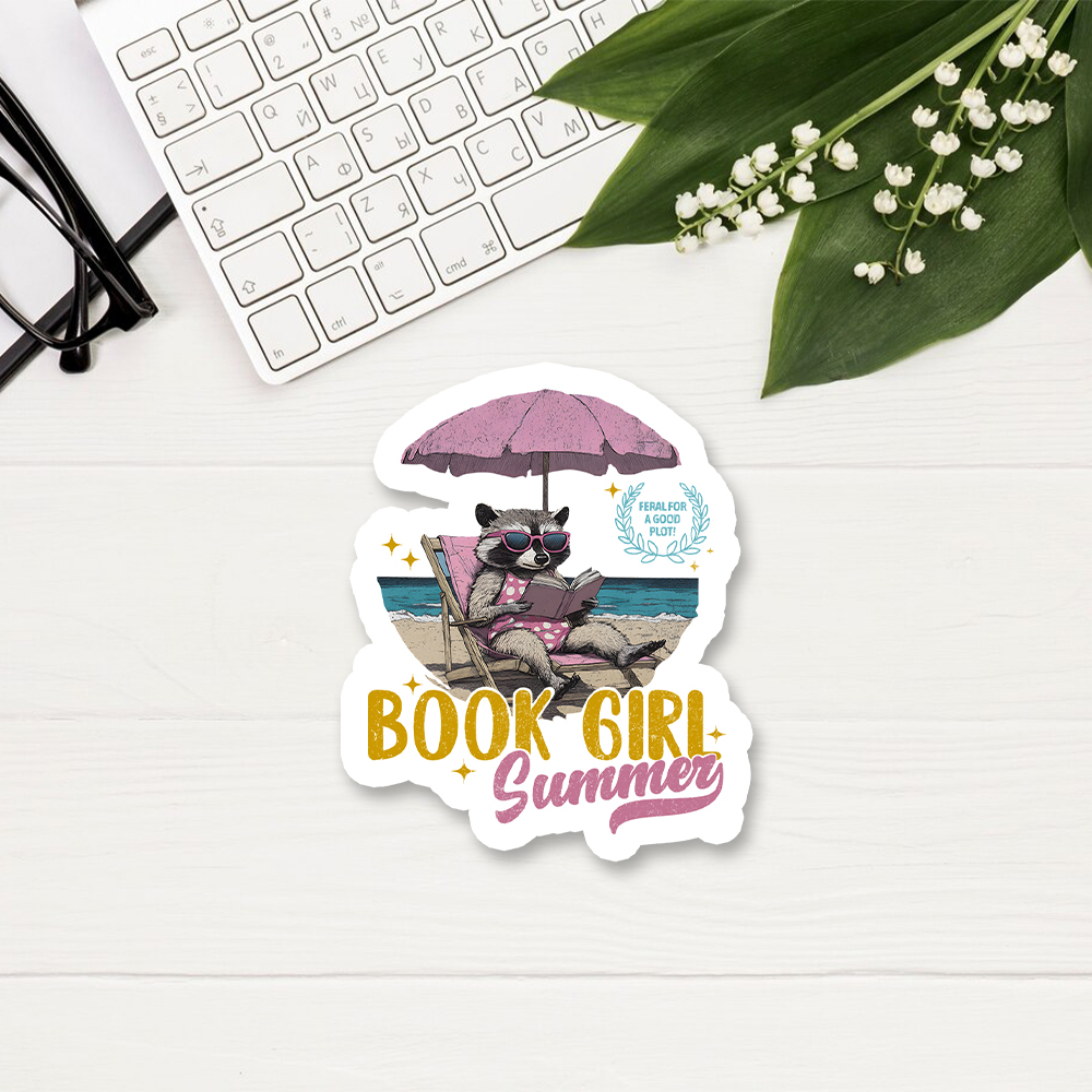 Pagewings Book Girl Summer Sticker