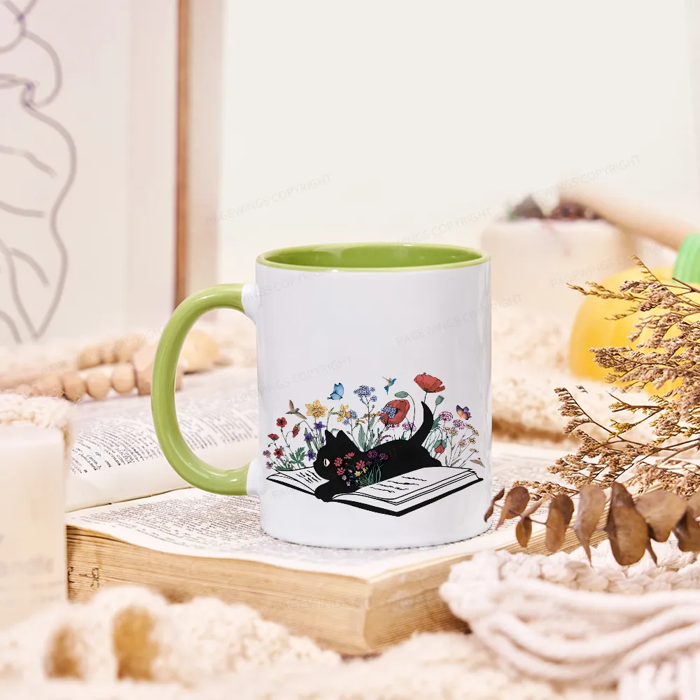 Pagewings The Cat Is Lying On The Book Mug