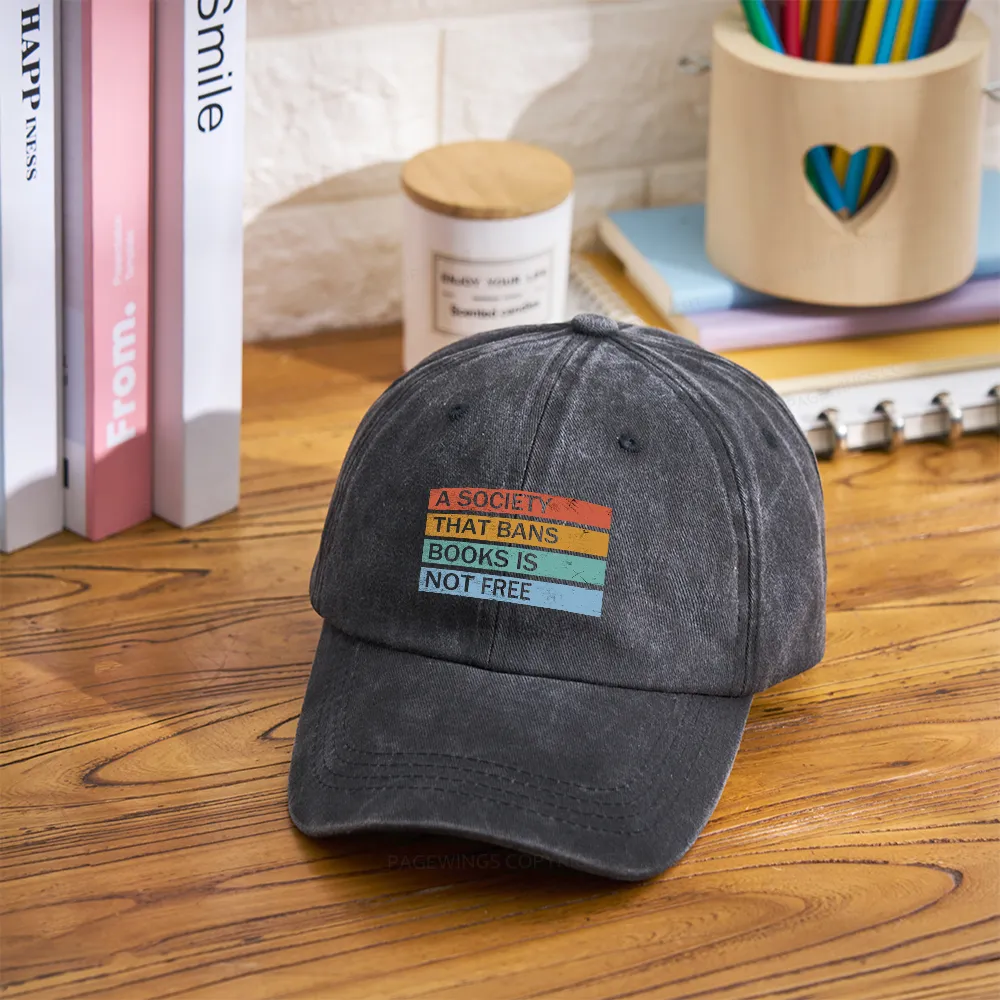 Pagewings Banned Books Shirt, Read Banned Books Washed Cap