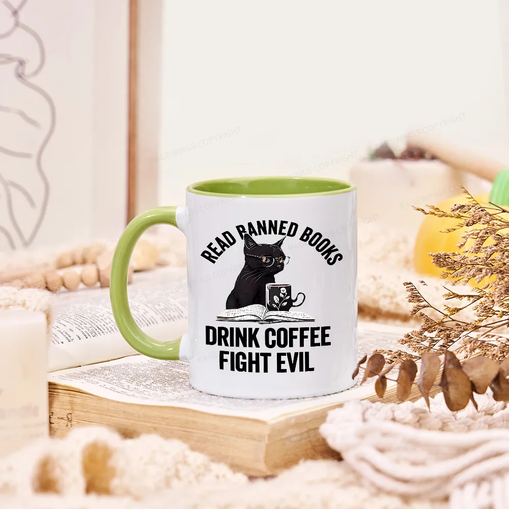 Pagewings Read Books Drink Coffee Fight Evil Mug