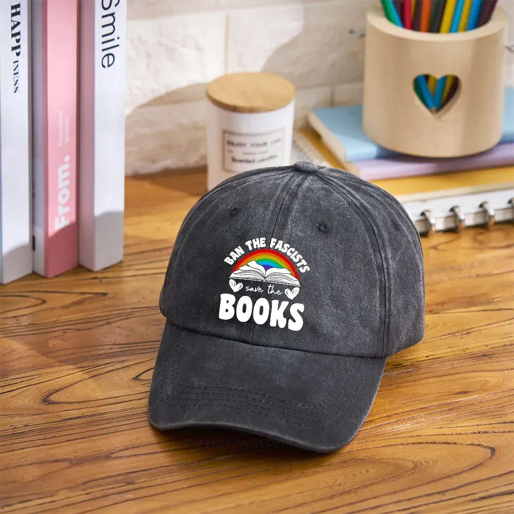 Pagewings Banned books Washed Cap