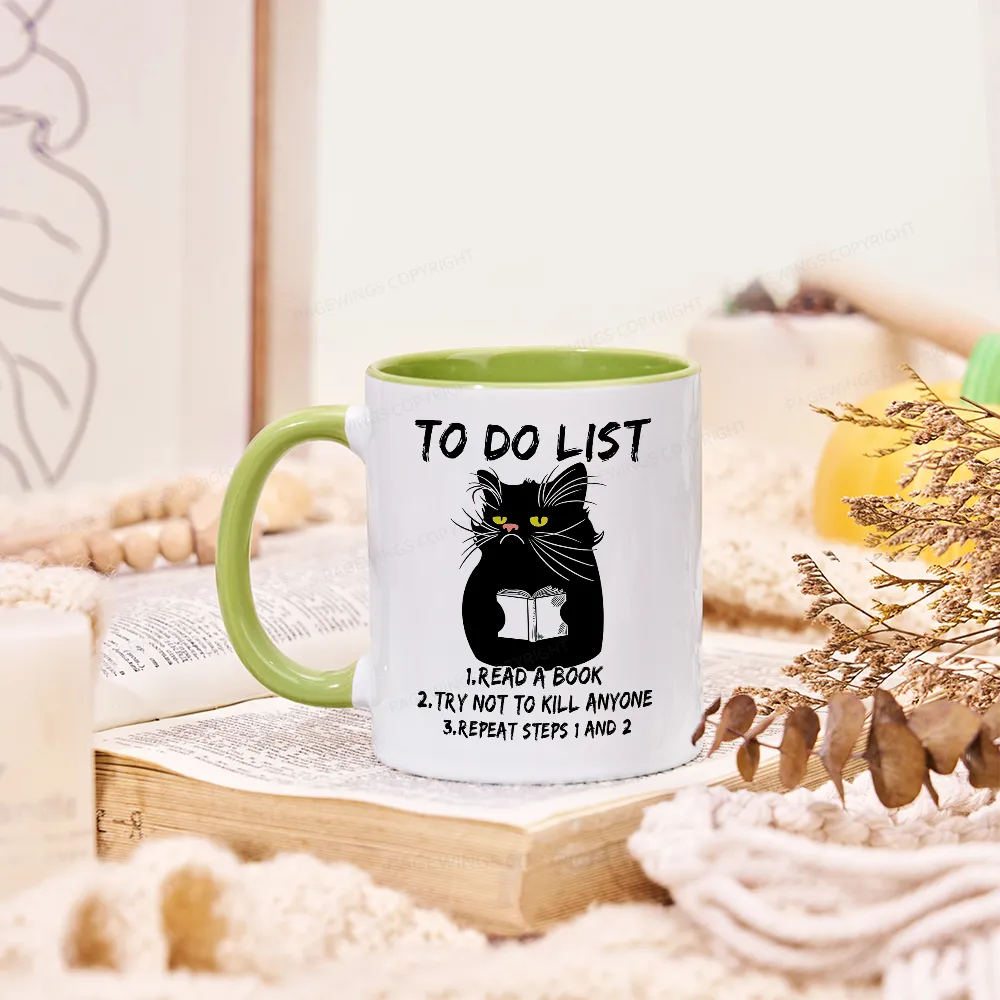 Pagewings Black Cat To Do List Mug