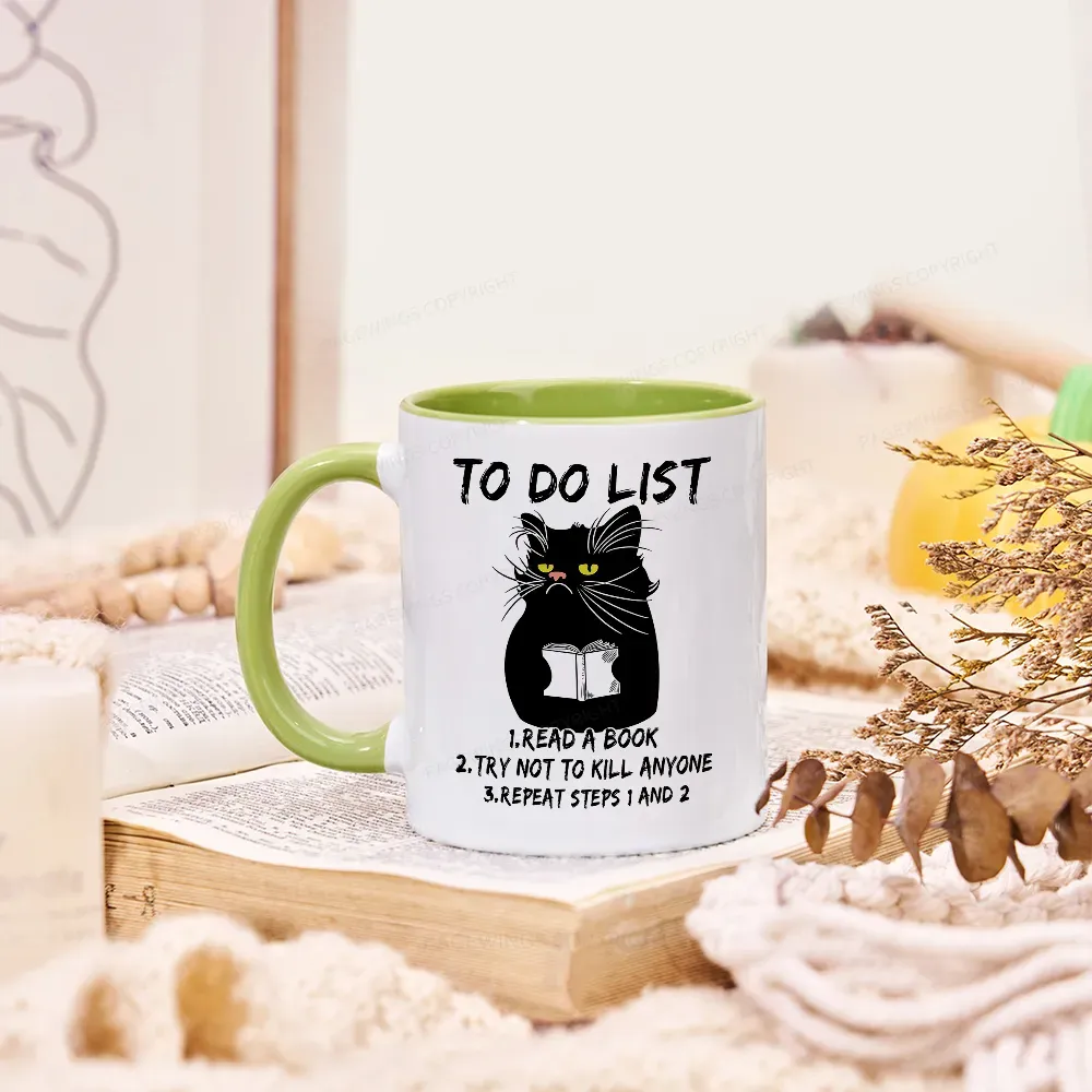 Pagewings Black Cat To Do List Mug