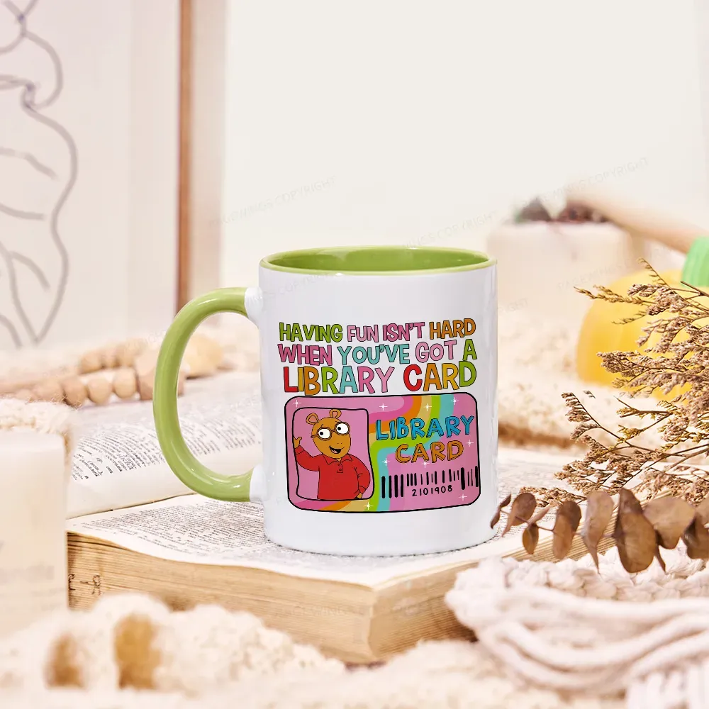 Pagewings Having Fun Isn't Hard When You've Got A Library Card Teacher Vintage Mug
