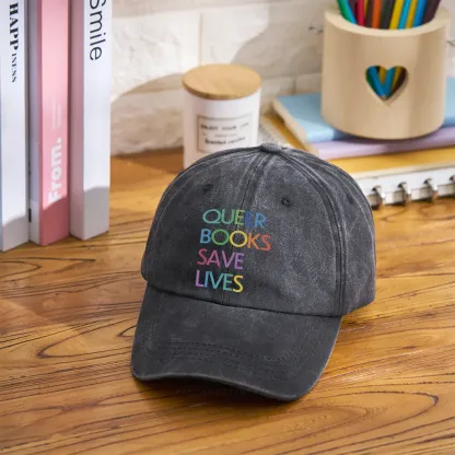 Pagewings Queer Books Save Lives Washed Cap