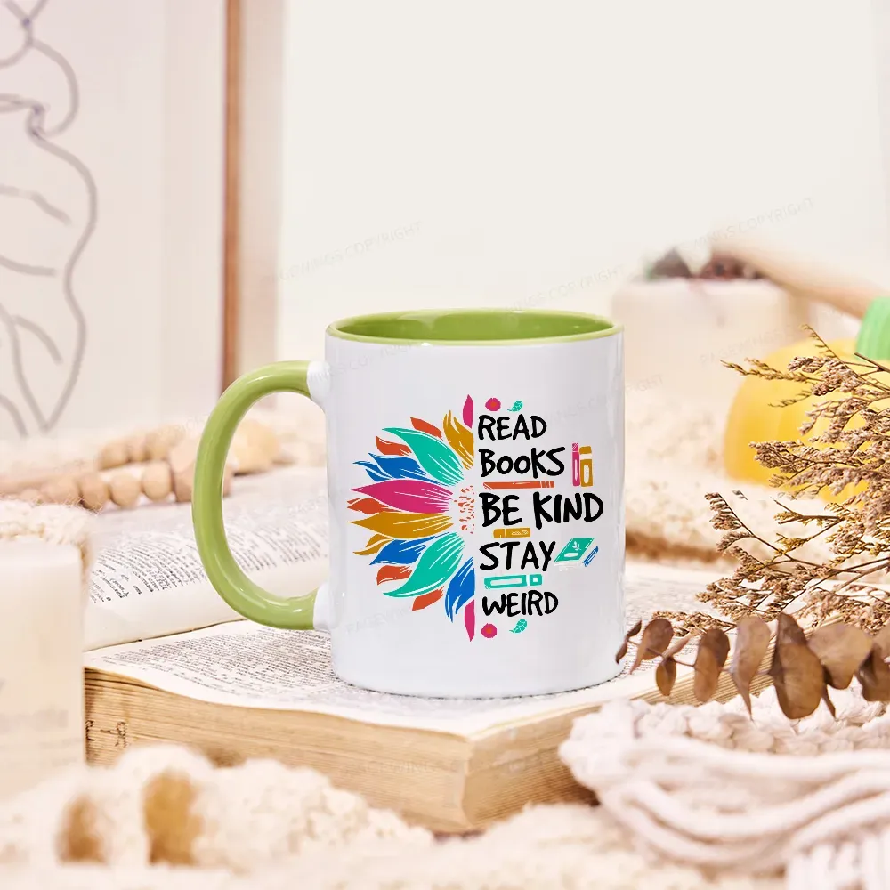 Pagewings Read Books Be Kind Stay Weird on Backpack Mug