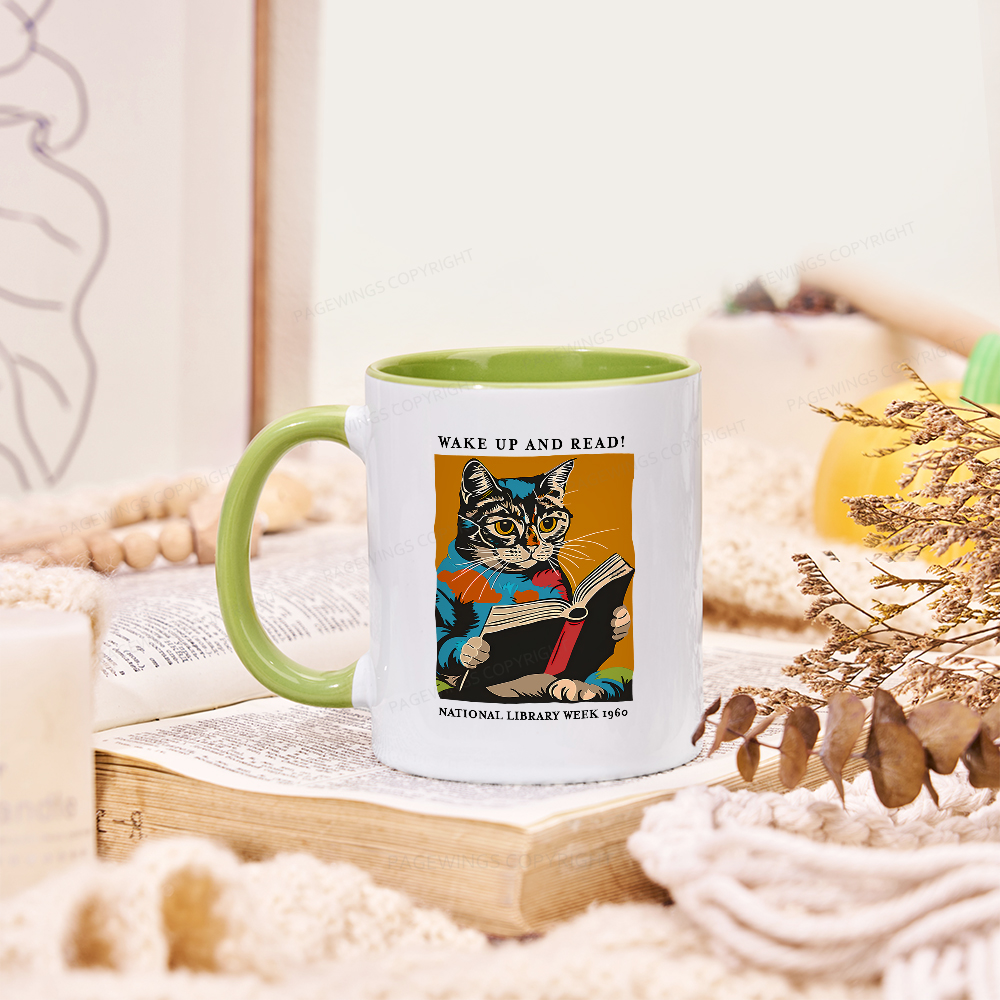 Pagewings Cat Reading Poster Mug