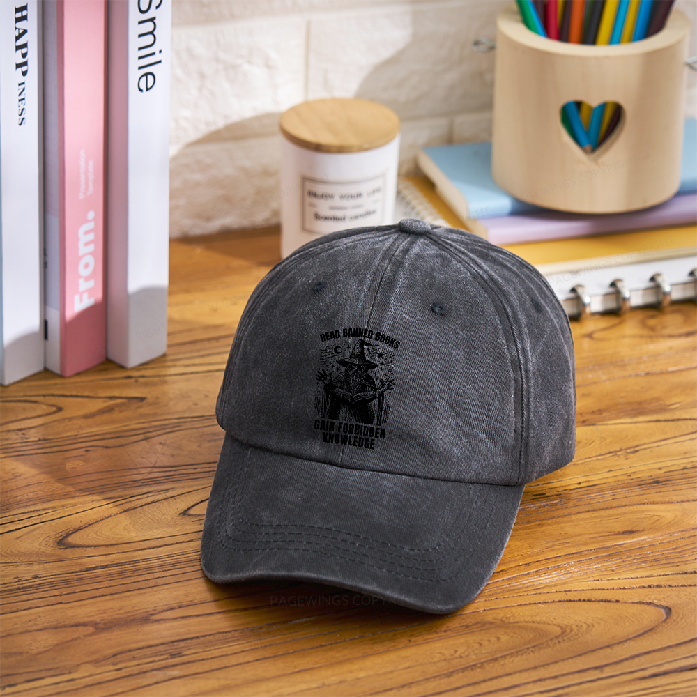 Pagewings Read Banned Books Gain Forbidden Knowledge Washed Cap