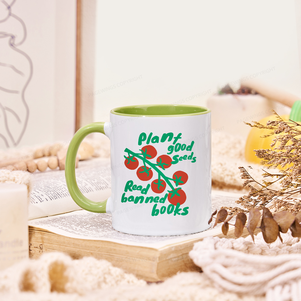 Pagewings Plant Good Seeds Read Banned Books Mug