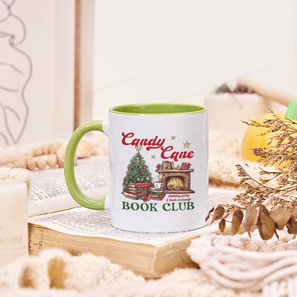 Pagewings Candy Cane Christmas Book Club Mug