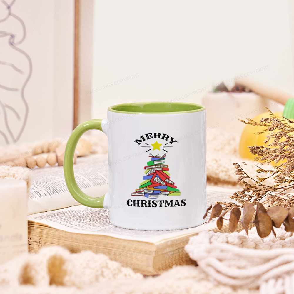 Pagewings Merry Christmas Book Tree Mug