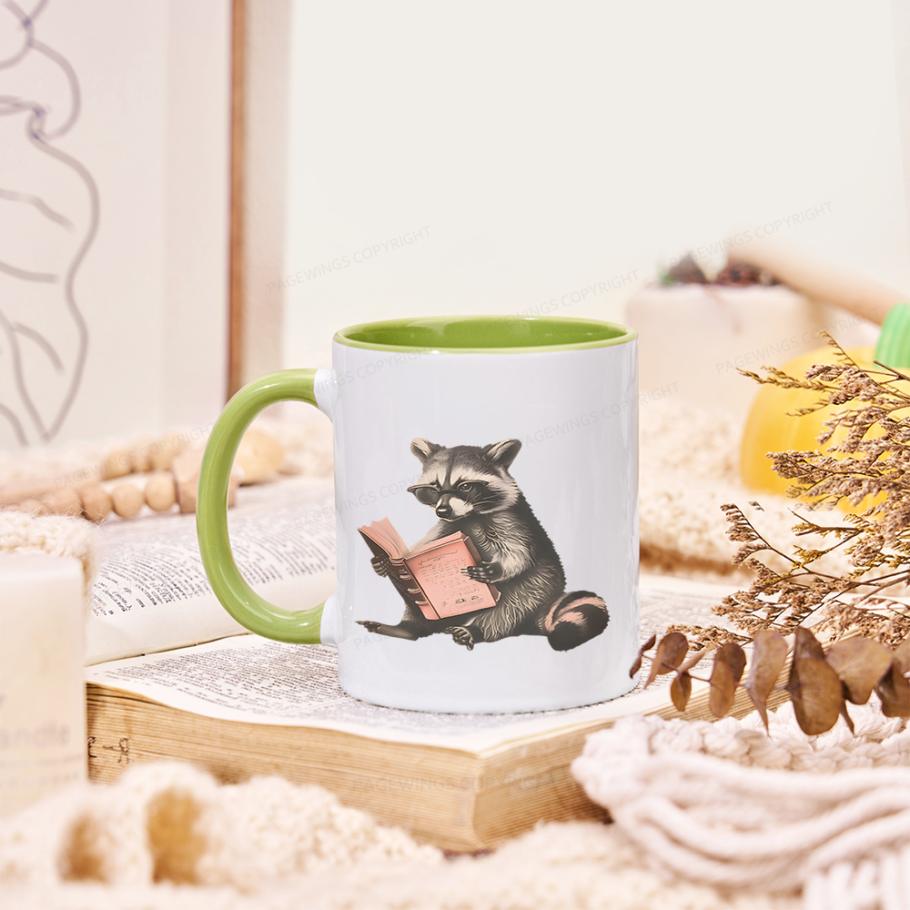 Pagewings Funny Raccoon Bookish Gift Mug