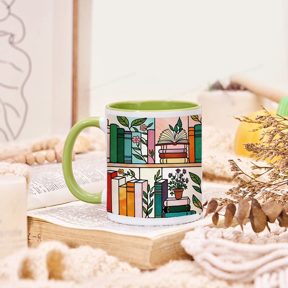 Pagewings Floral Bookshelf Mug
