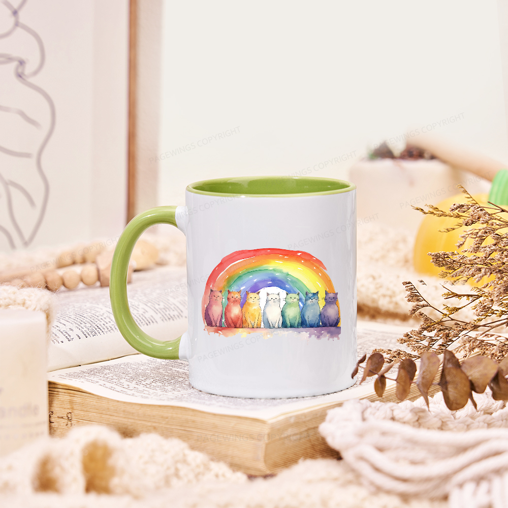 Pagewings Pride Rainbow Cat Mug