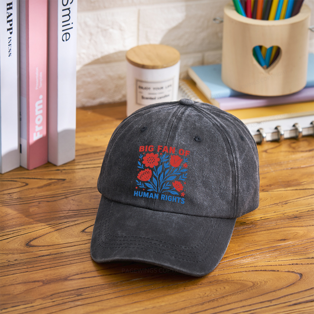 Pagewings Big Fan Of Human Rights  Washed Cap
