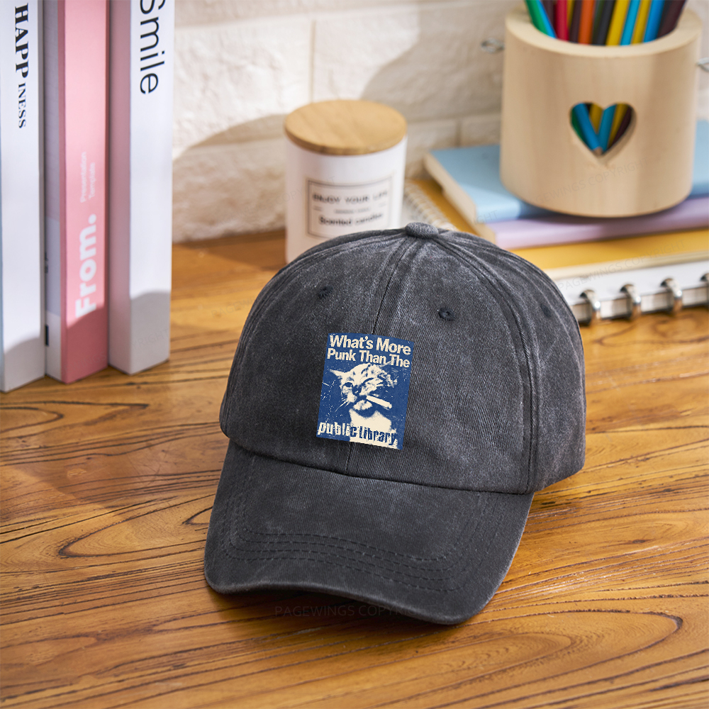 Pagewings What's More Punk Than The Public Library Washed Cap