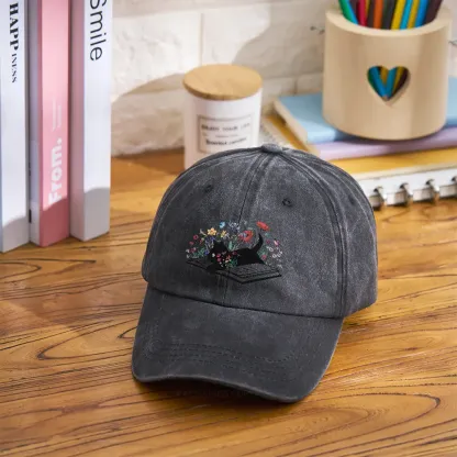 Pagewings Cute Book Cat Washed Cap
