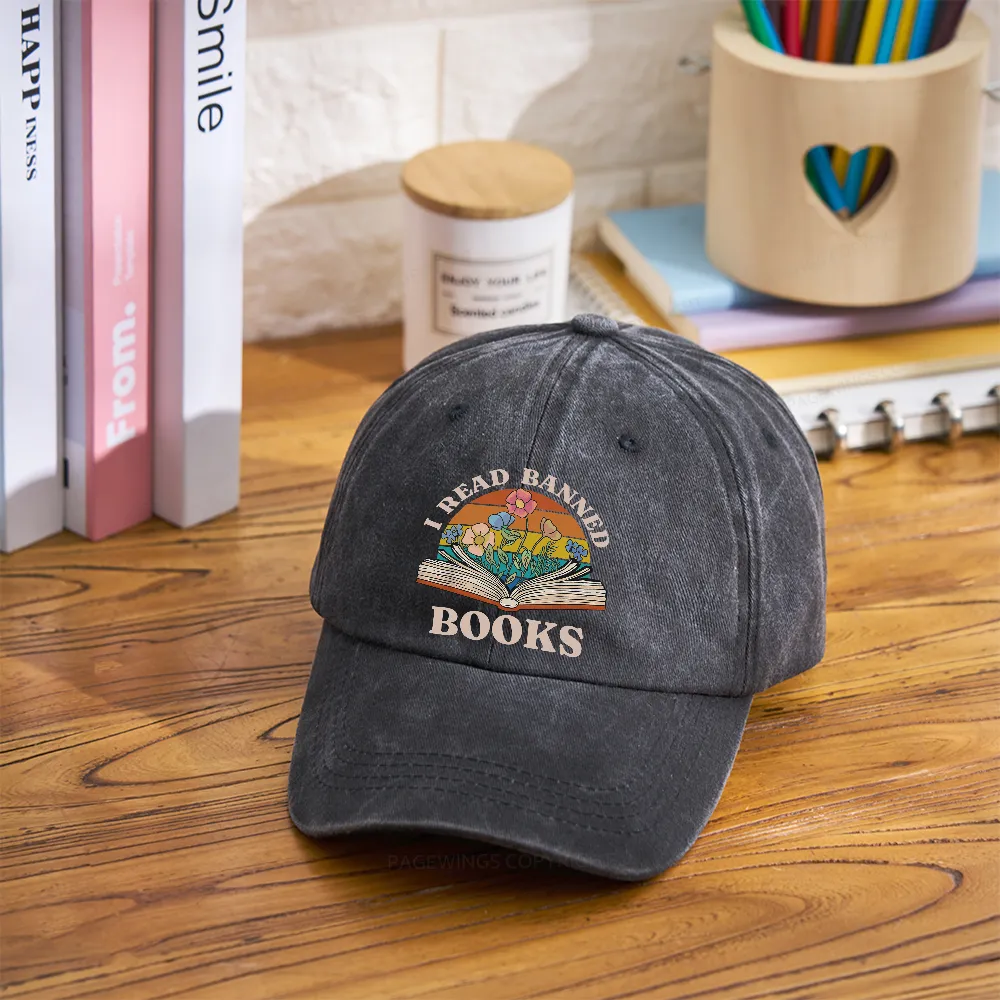 Pagewings I Read Banned Books Washed Cap