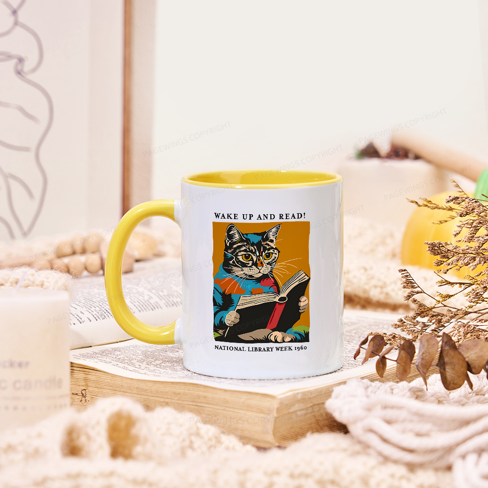 Pagewings Cat Reading Poster Mug