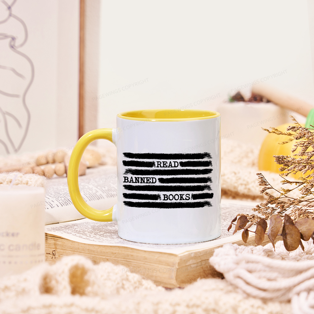 Pagewings Read Banned Books Bookworm Librarian Mug