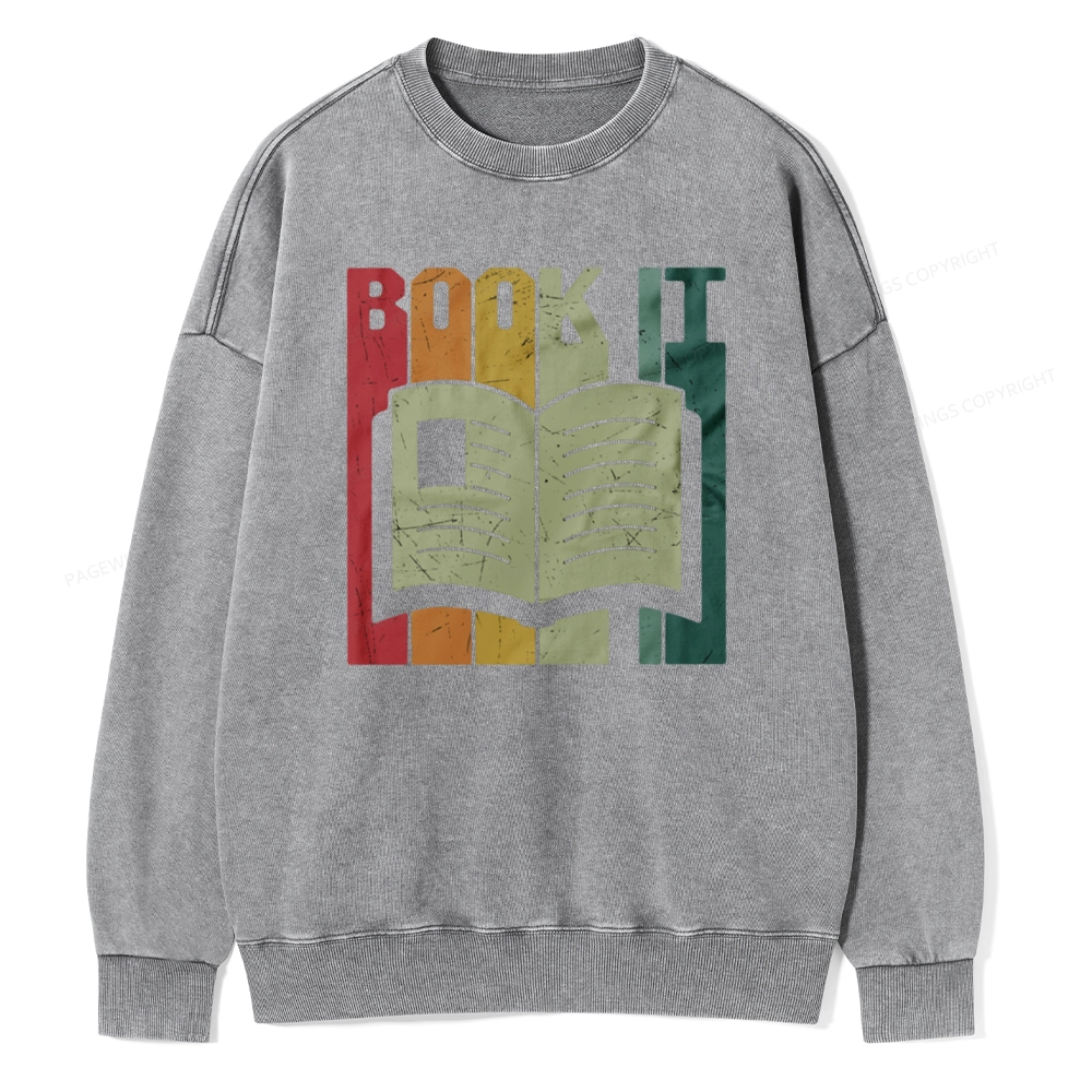 Pagewings Book It Retro 80s Unisex Washed Sweatshirt