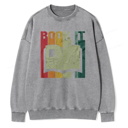 Pagewings Book It Retro 80s Unisex Washed Sweatshirt