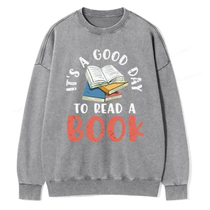 Pagewings It’s a Good Day to Read a Book Unisex Washed Sweatshirt