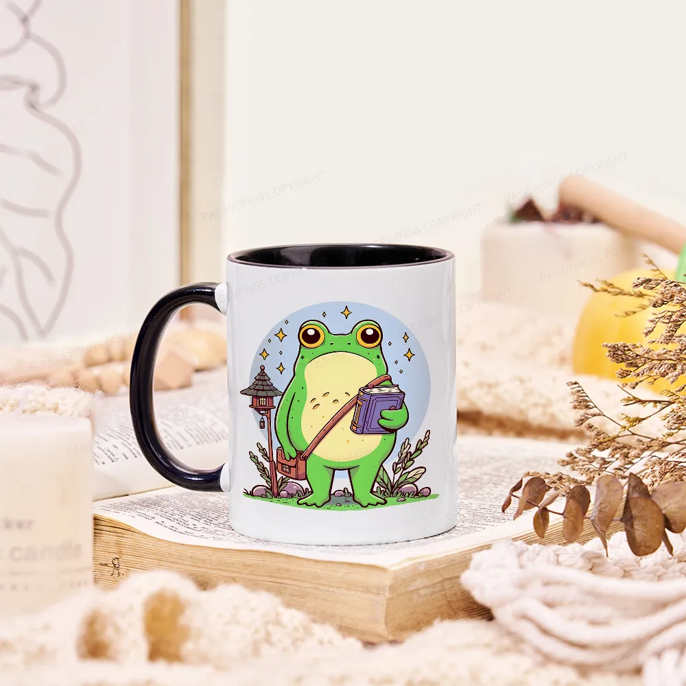 Pagewings Frog Reading Book Mug