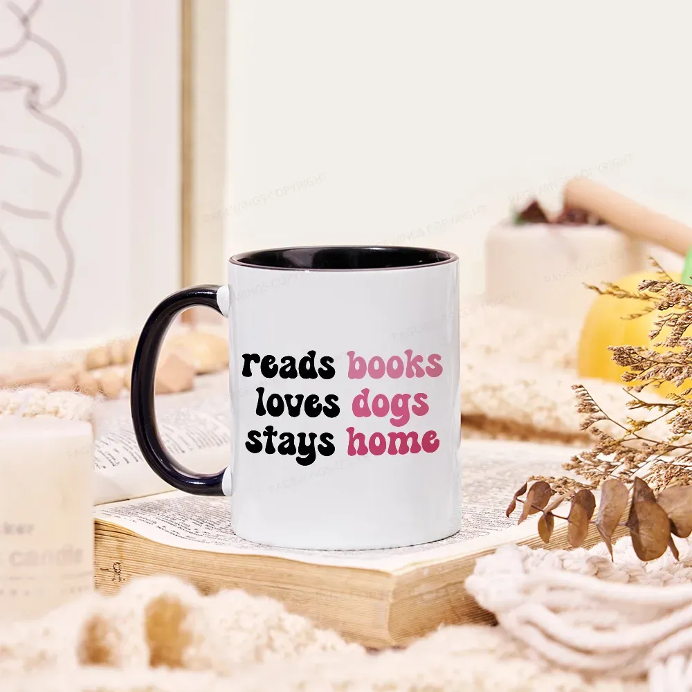 Pagewing Read Books & Love Dogs & Stay Home Mug
