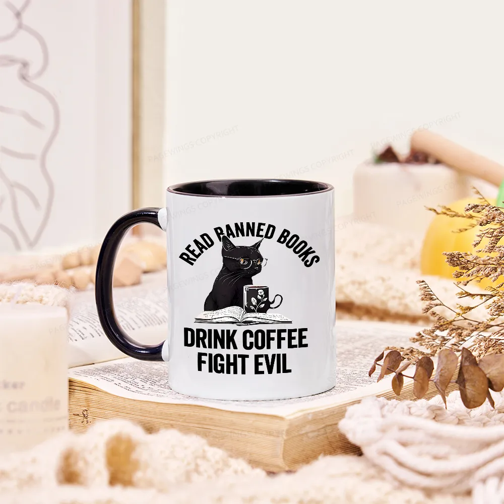 Pagewings Read Books Drink Coffee Fight Evil Mug