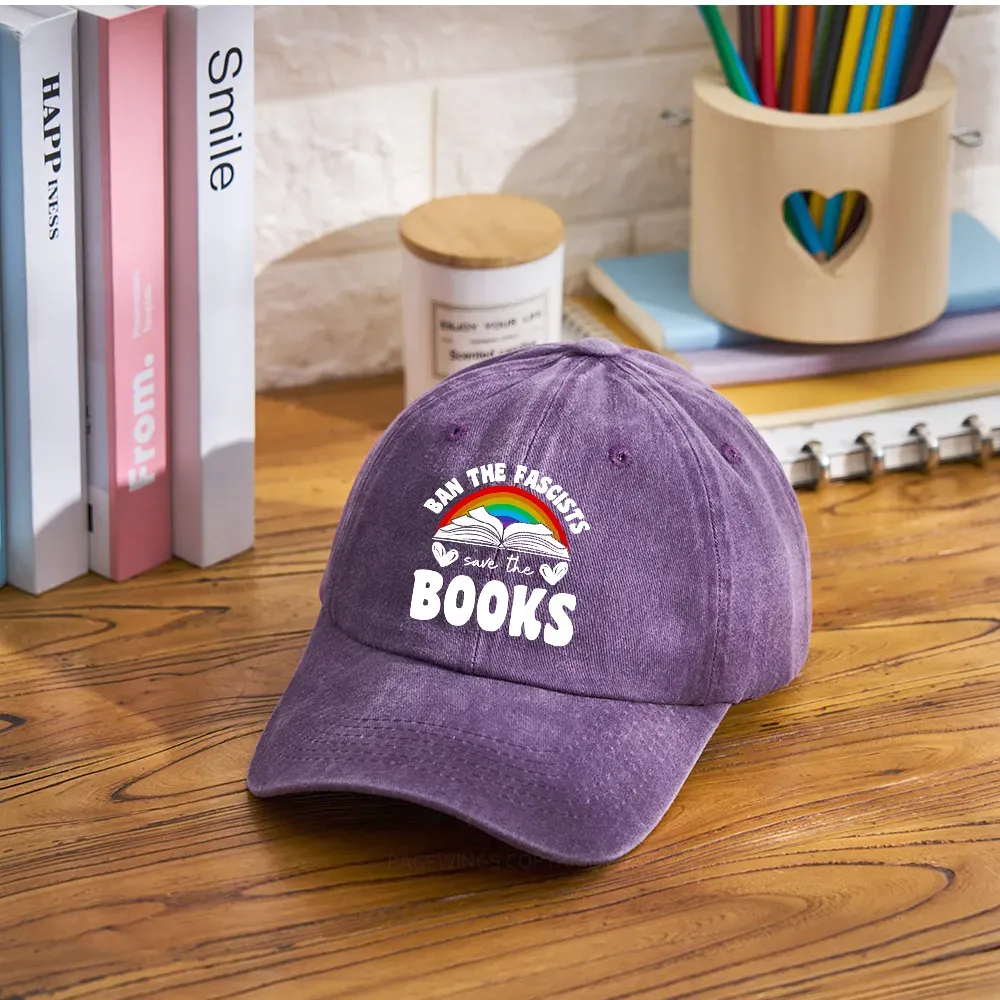 Pagewings Banned books Washed Cap