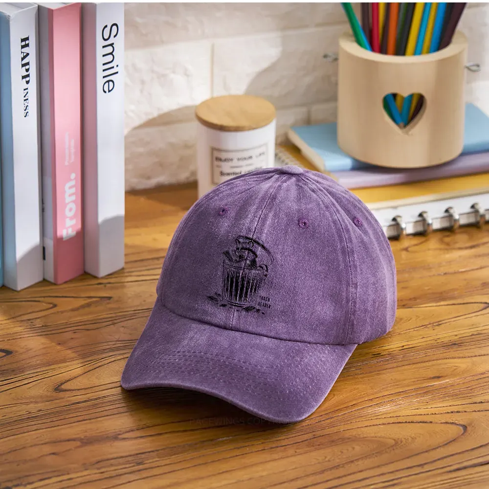 Pagewings Trash Reader Raccoon - Book Quote Washed Cap