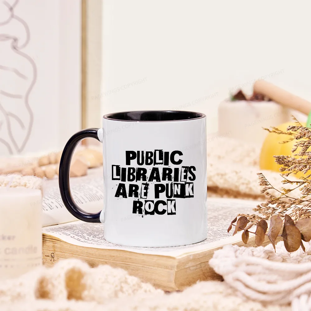 Pagewings Public Libraries Are Punk Rock Mug