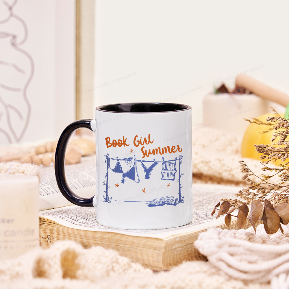 Pagewings Book Girl Summer Bookish Mug