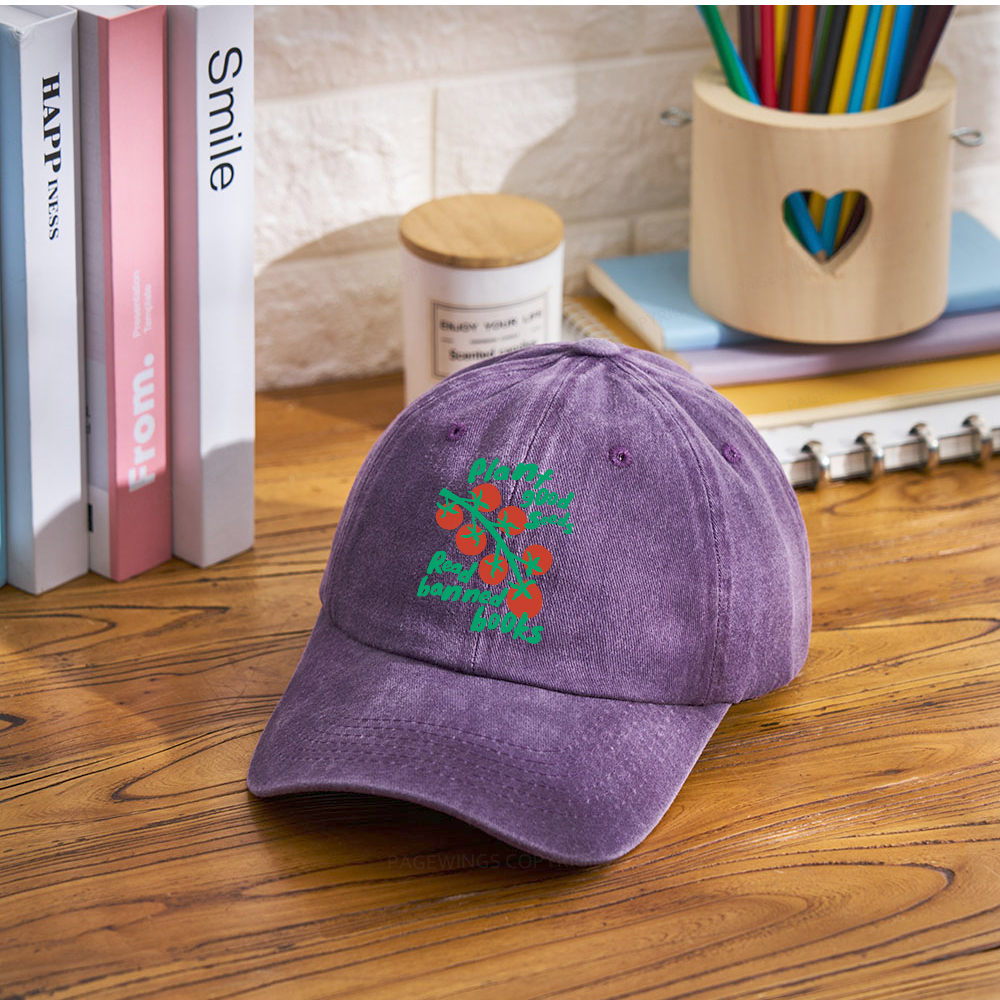 Pagewings Plant Good Seeds Read Banned Books Washed Cap