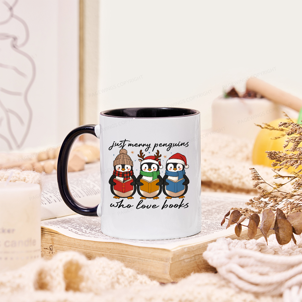 Pagewings Just Merry Penguins Who Love Books Mug