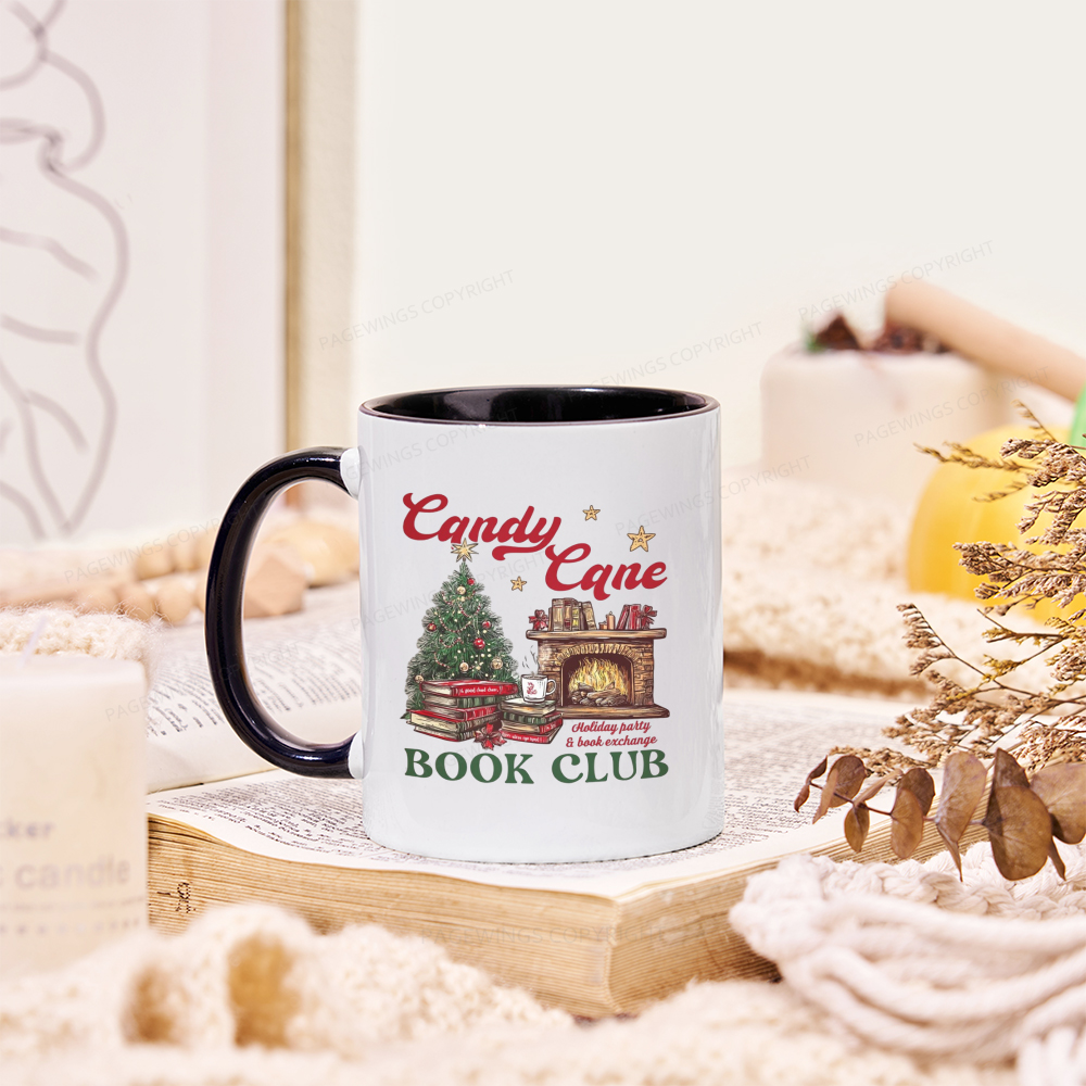 Pagewings Candy Cane Christmas Book Club Mug