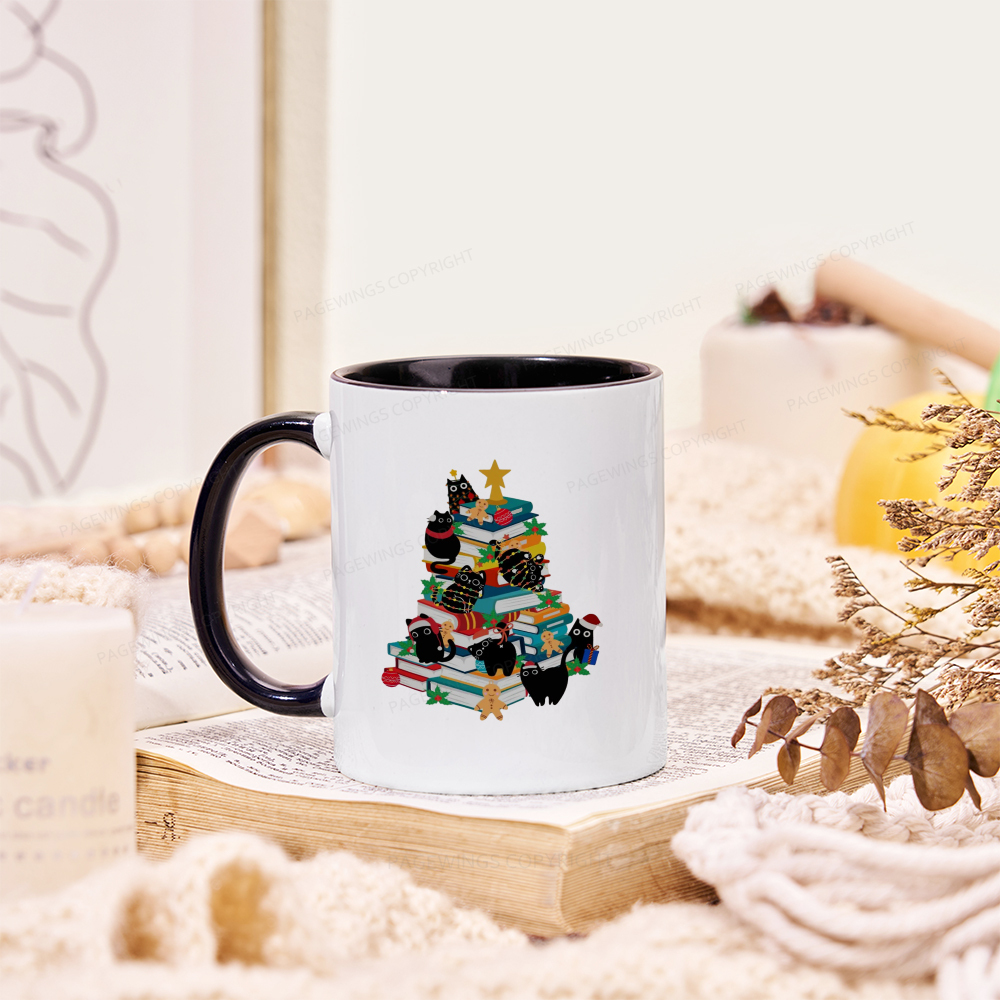 Pagewings Cute Cats Books Christmas Tree Mug
