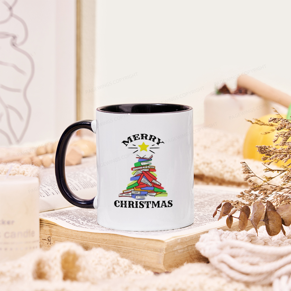 Pagewings Merry Christmas Book Tree Mug