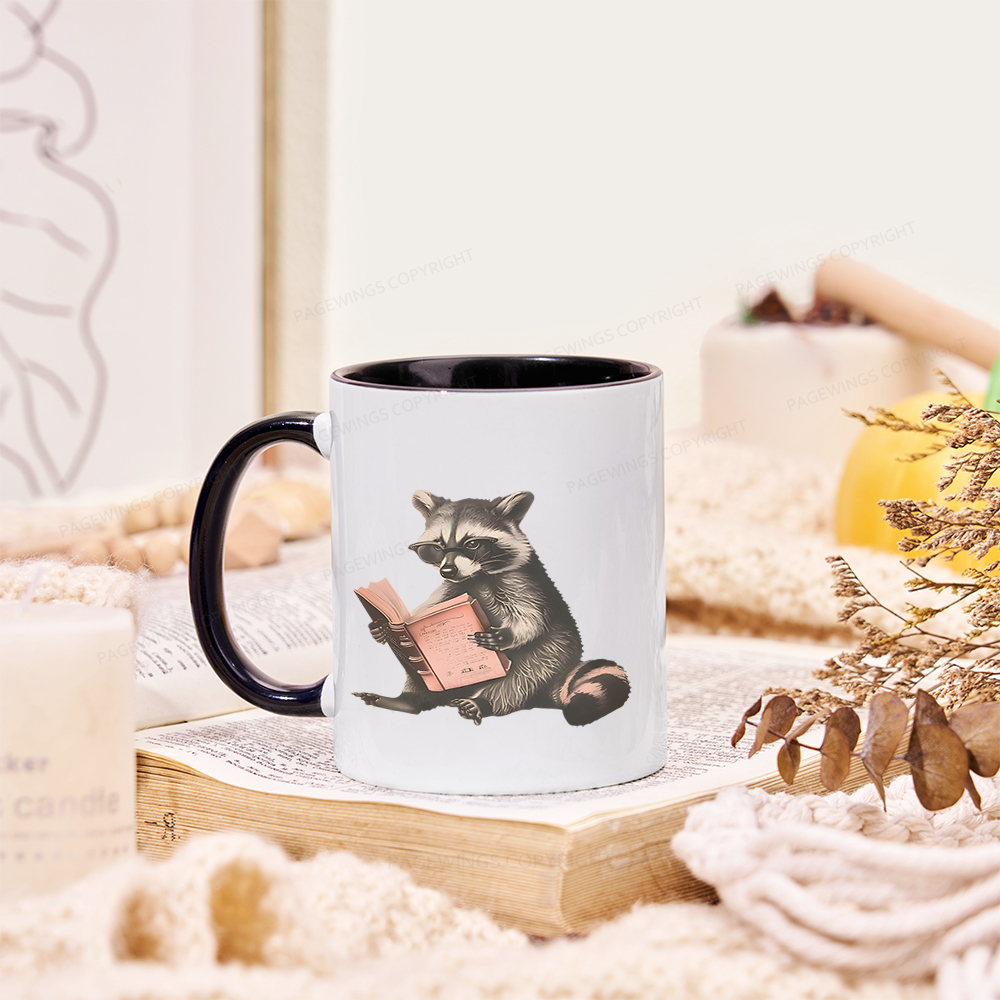 Pagewings Funny Raccoon Bookish Gift Mug