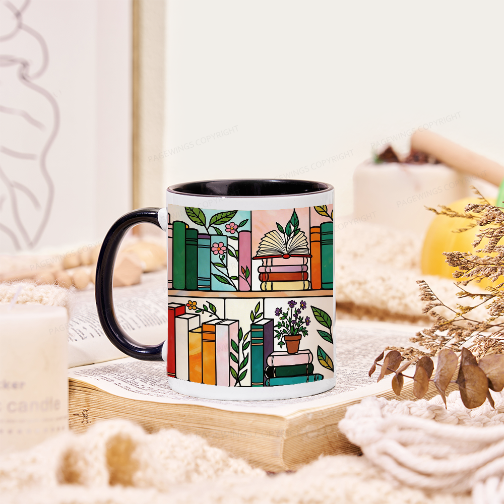 Pagewings Floral Bookshelf Mug