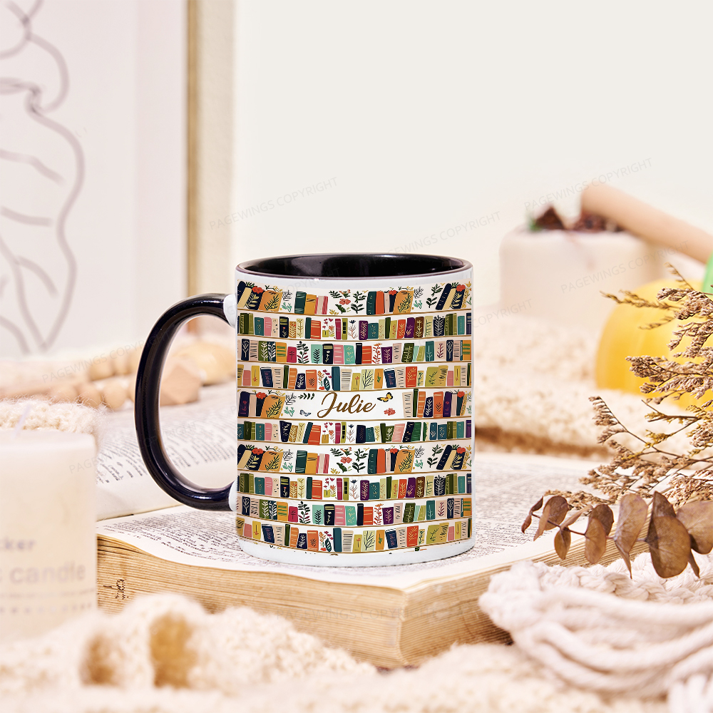 Pagewings Vintage Bookshelf Library Mug