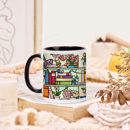 Pagewings Book Lover Floral Bookshelf Mug