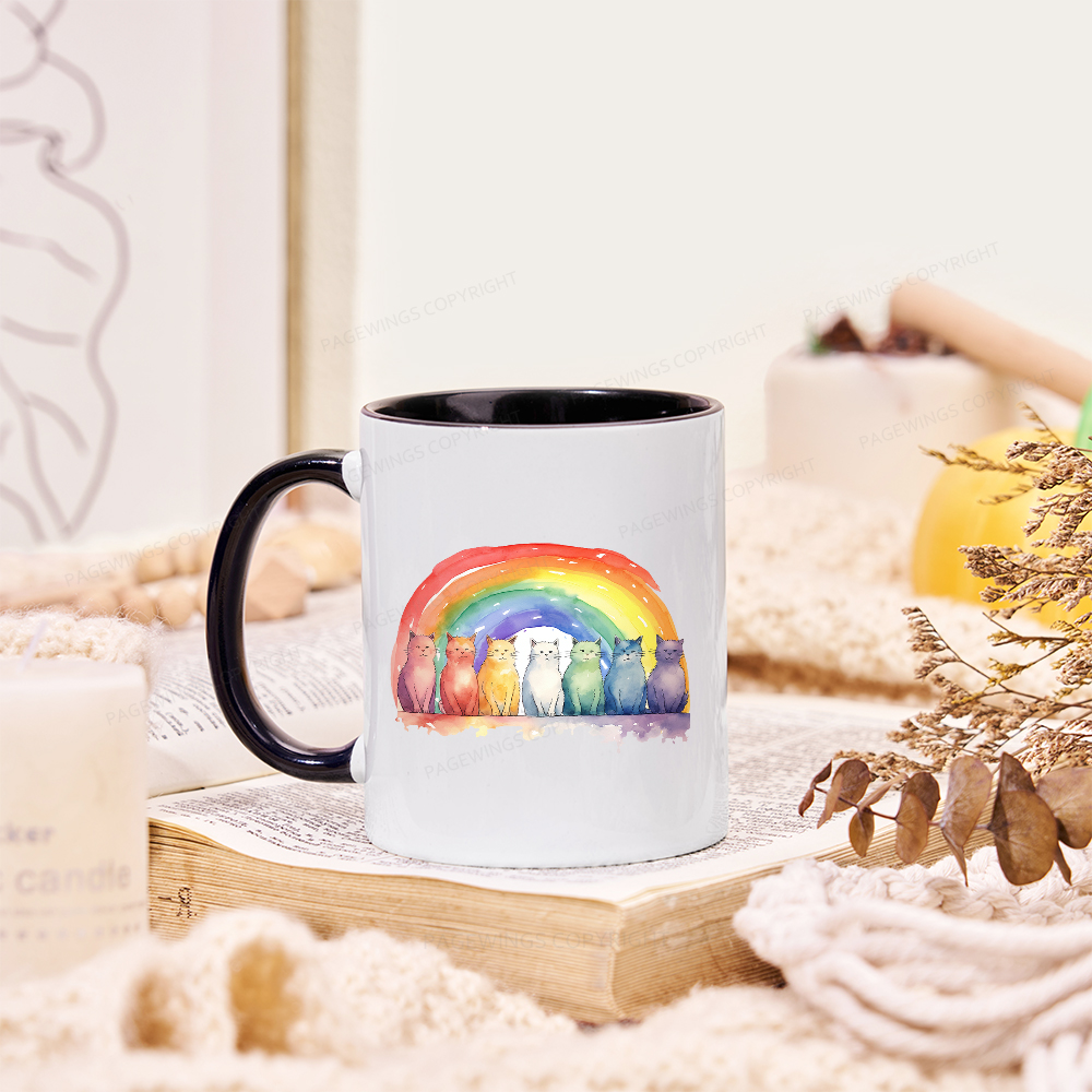 Pagewings Pride Rainbow Cat Mug