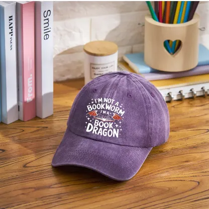 Pagewings I'm Not A Bookworm I'm A Book Dragon Washed Cap